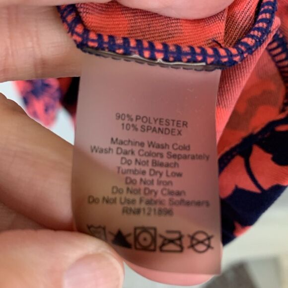 Title Nine Hillary Coral Navy Floral V-Neck Sleeveless Fit & Flare Dress Size S - Picture 9 of 13